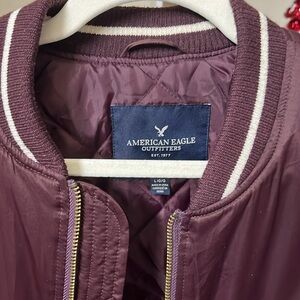American Eagle Burgundy varsity letterman jacket